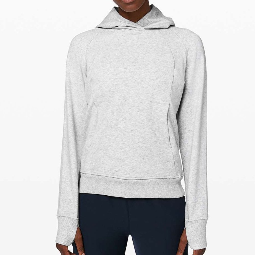Lululemon Scuba Pullover Hoodie Heathered Core Grey Women's sz 8 Thumb Holes